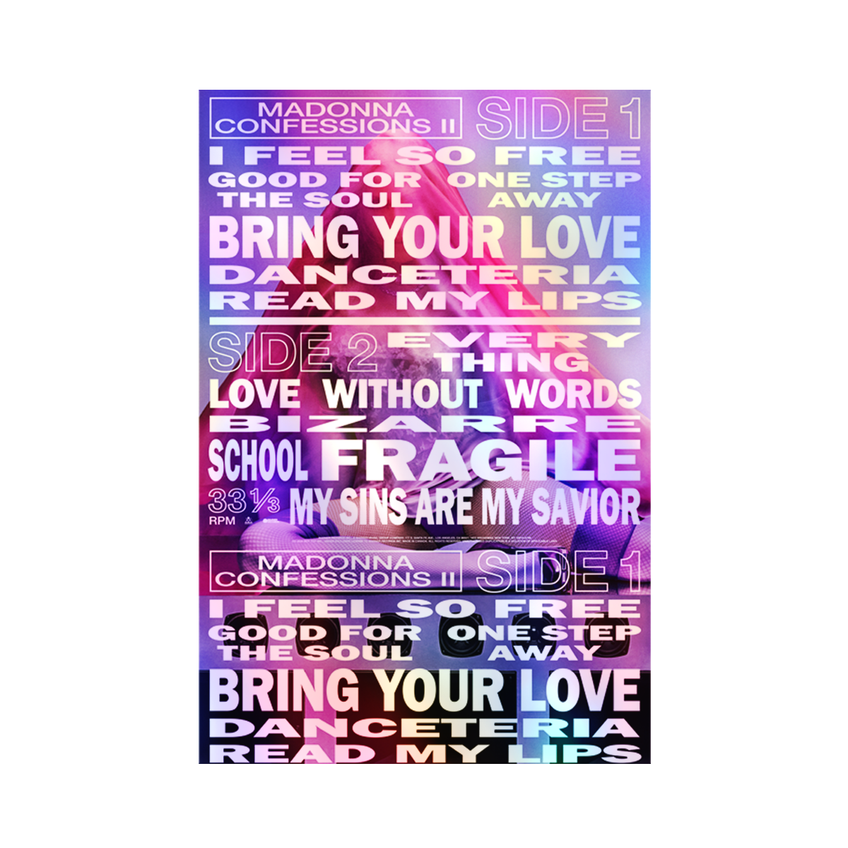 CONFESSIONS II TRACKLIST HOLOGRAM POSTER