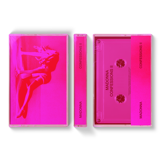 Translucent Pink cassette tape with 'Madonna Confessions II' design 